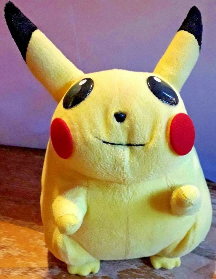 Original and I emphasize *officially licensed* Pikachu plush from like 1998. While it has the charming fat-chu body, it has enormous, unnerving eyes, the cheeks are on top of the fabric and the mouth seems a bit off. It's so off-model from Pikachu's design it's a bit disturbing