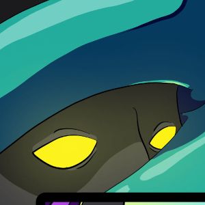 An ominous looking pair of glowing eyes