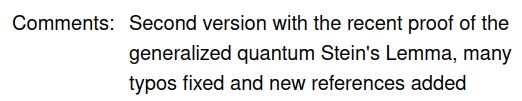 "Comments: Second version with the recent proof of the generalized quantum Stein's Lemma, many typos fixed and new references added"
