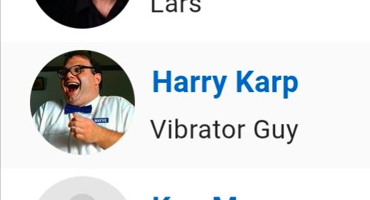 IMDb entry for Harry Karo as Vibrator Guy
