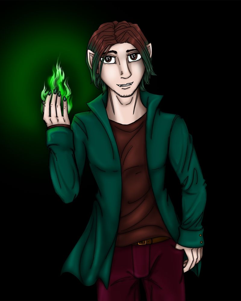 Daren's standard outfit. Dark green coat with tall collarvover brown shirt and pants 
#darenhaze