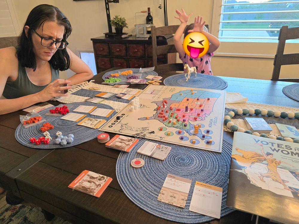My wife not carrying for the initial moments of learning a new game in Votes for Women.