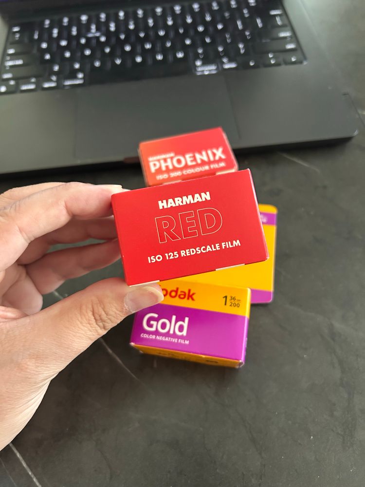 Box of Harman Redscale film. 