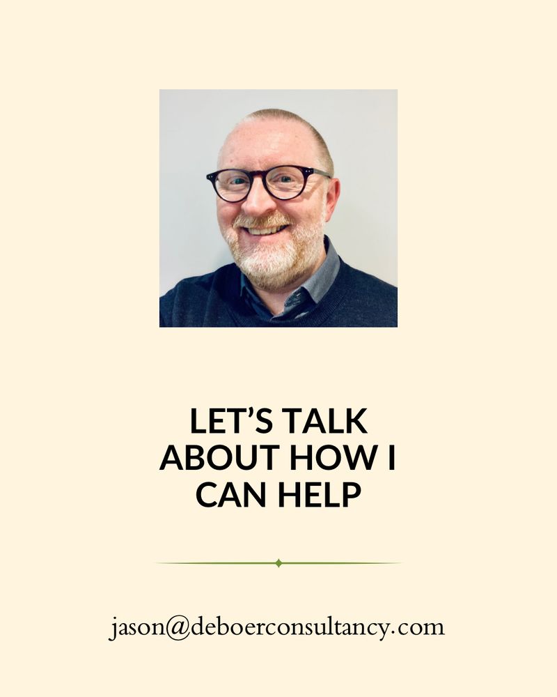 Let’s talk! jason at deboerconsultancy dot com