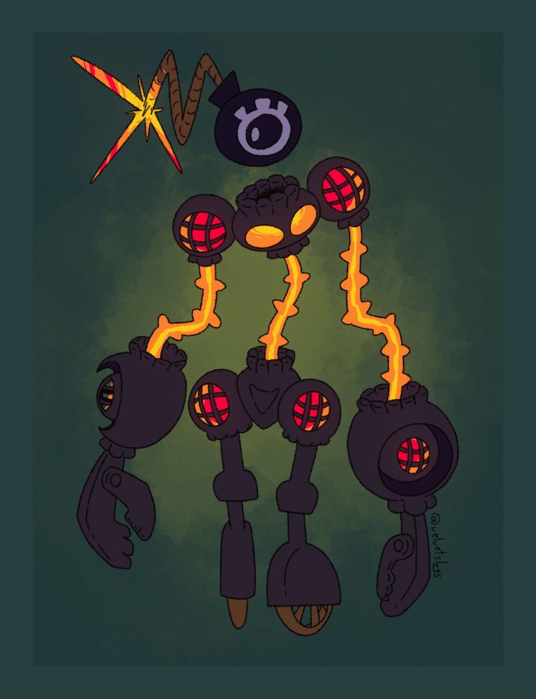 a character with a bomb for a head that i made like 2 or 3 days ago.
the body is mechanical and features several furnaces, which produce the material for more bombs when the head explodes.
oh right i named them hydra 