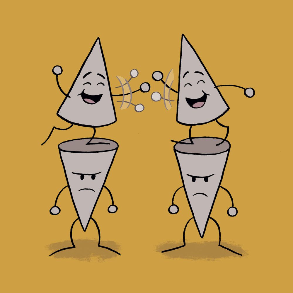 Four ites have a "chicken fight" with two sturdy ones below holding up two above who are flailing their arms around trying to make contact.