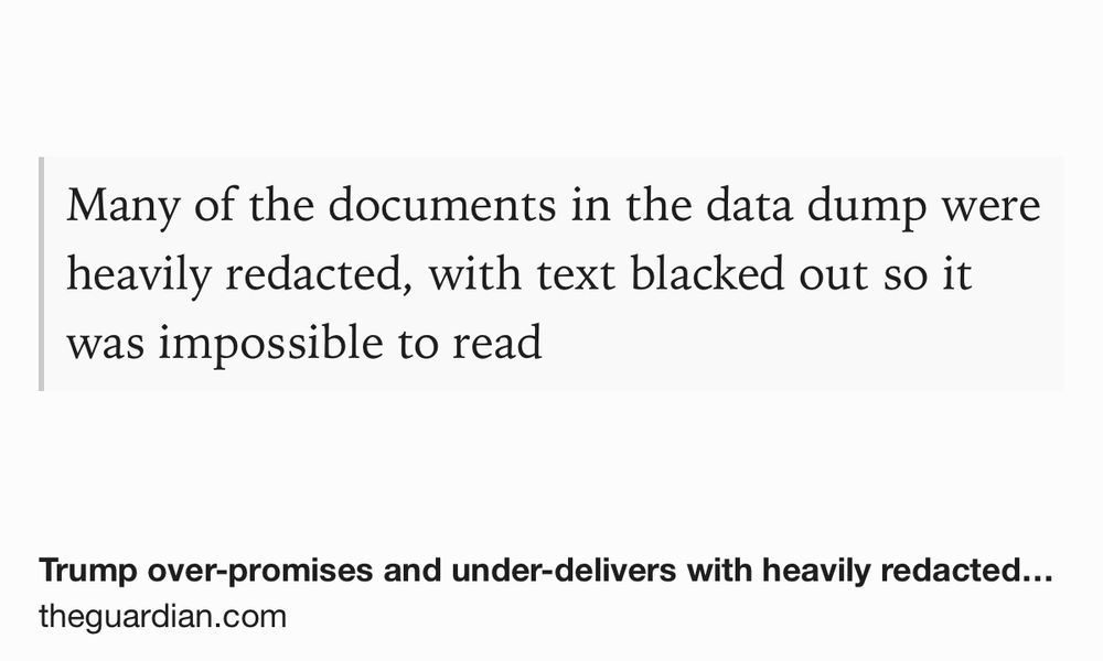 Text Shot: Many of the documents in the data dump were heavily redacted, with text blacked out so it was impossible to read