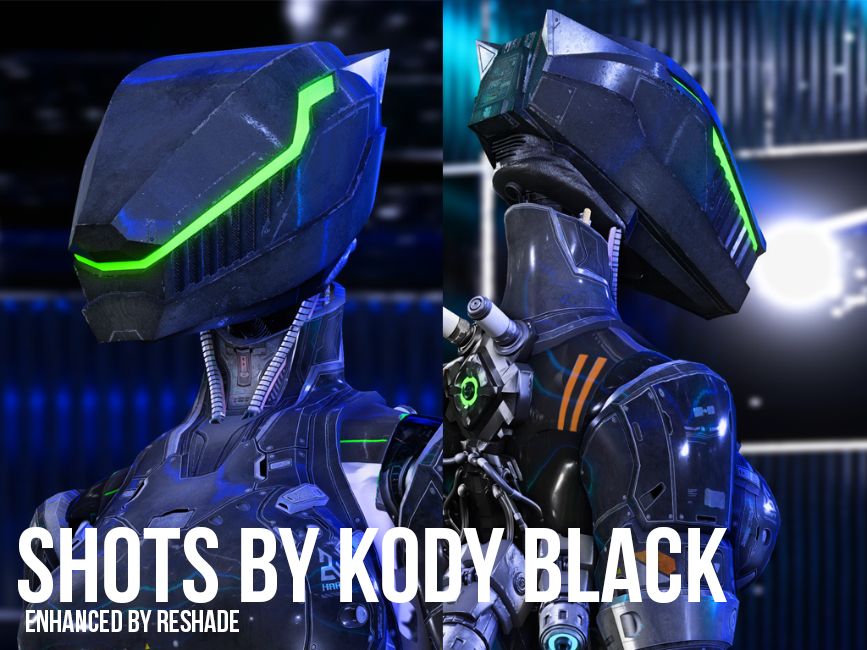 A promotional shot of the ARC Helmet by Blue Falcon Industries, showing off a color variant, done by Kody Black.