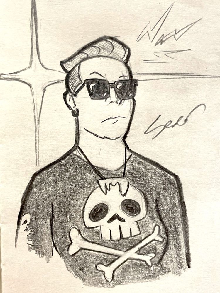 Drawing of the OP's profile picture in black and grey 