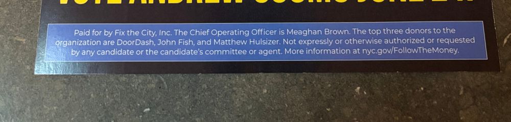 Text listing the funders behind the mailer 