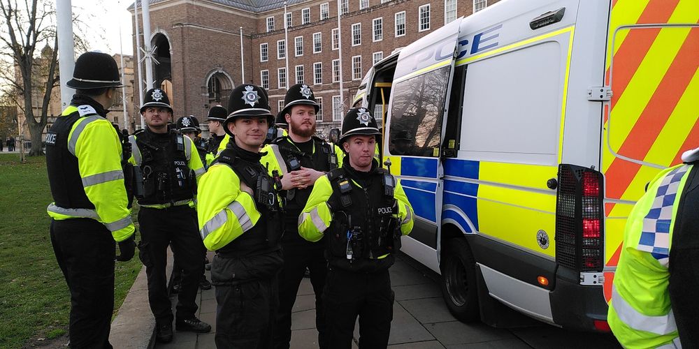 Photo of police at Bristol protest