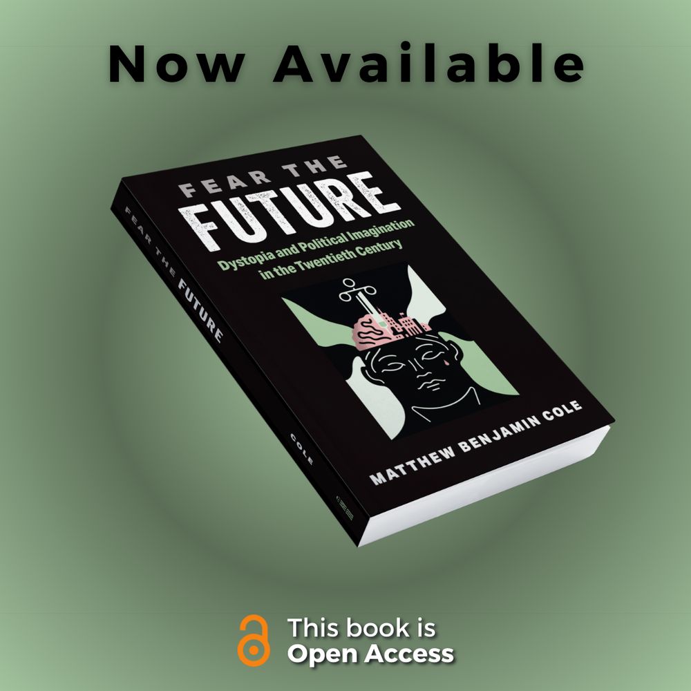 A copy of the book Fear the Future appears with the text Now Available and the open access logo