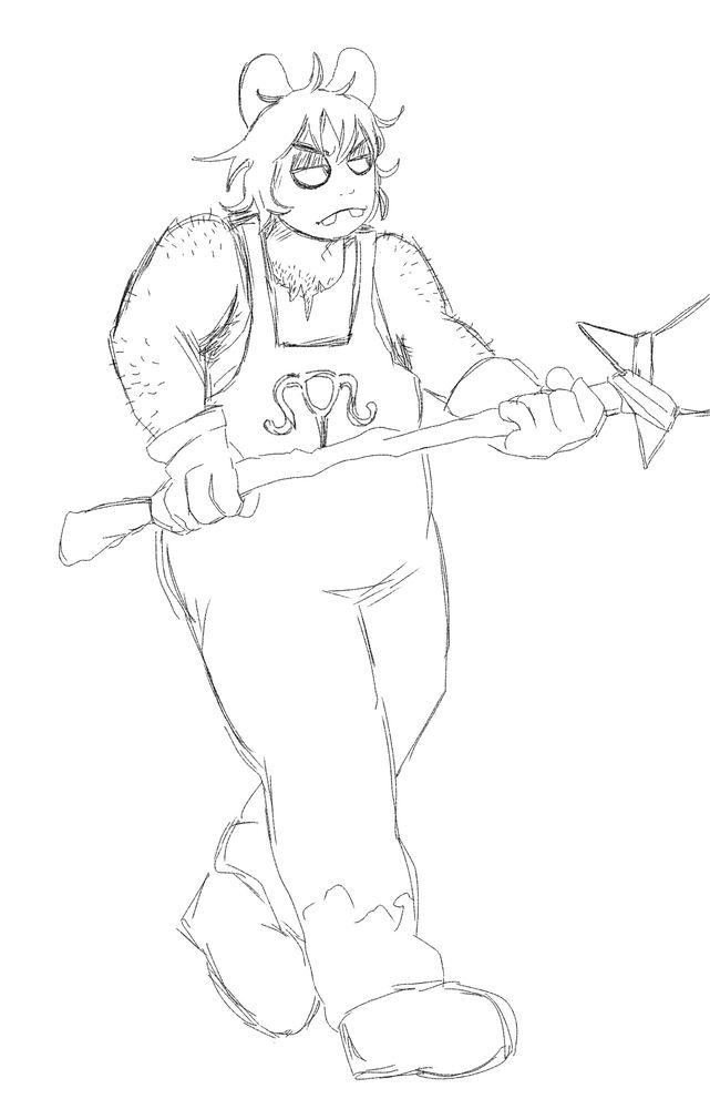 Fozzer Velyes menacingly walks up to an opponent, shovel in hand