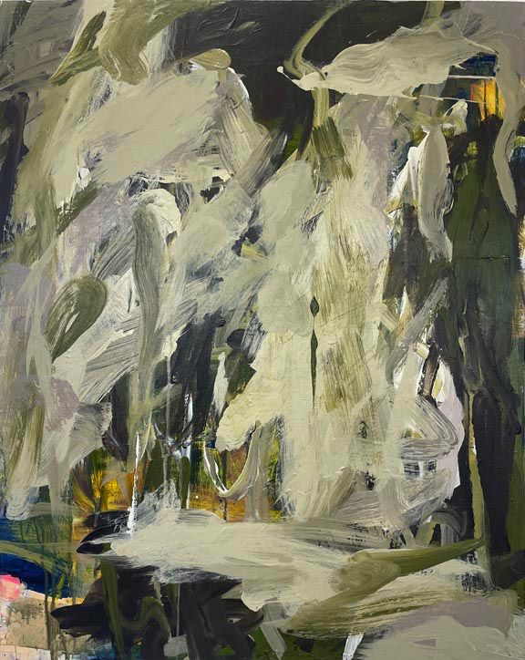 Green-gray non representational expressive painting