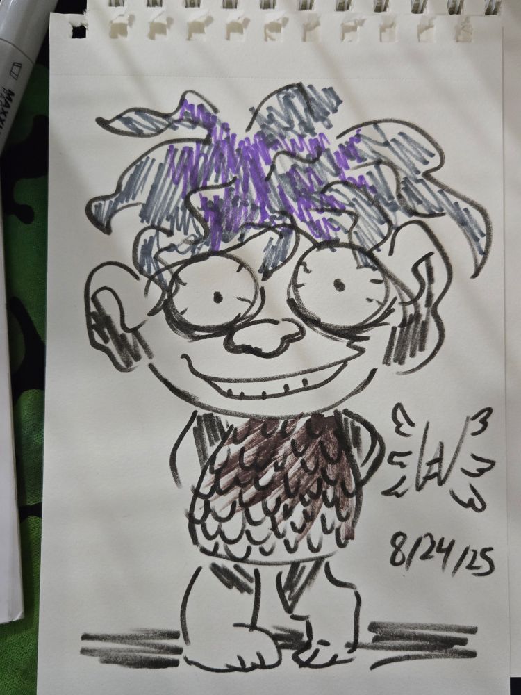 A creepy Troll (movie, not toy) drawing out of marker and pen 