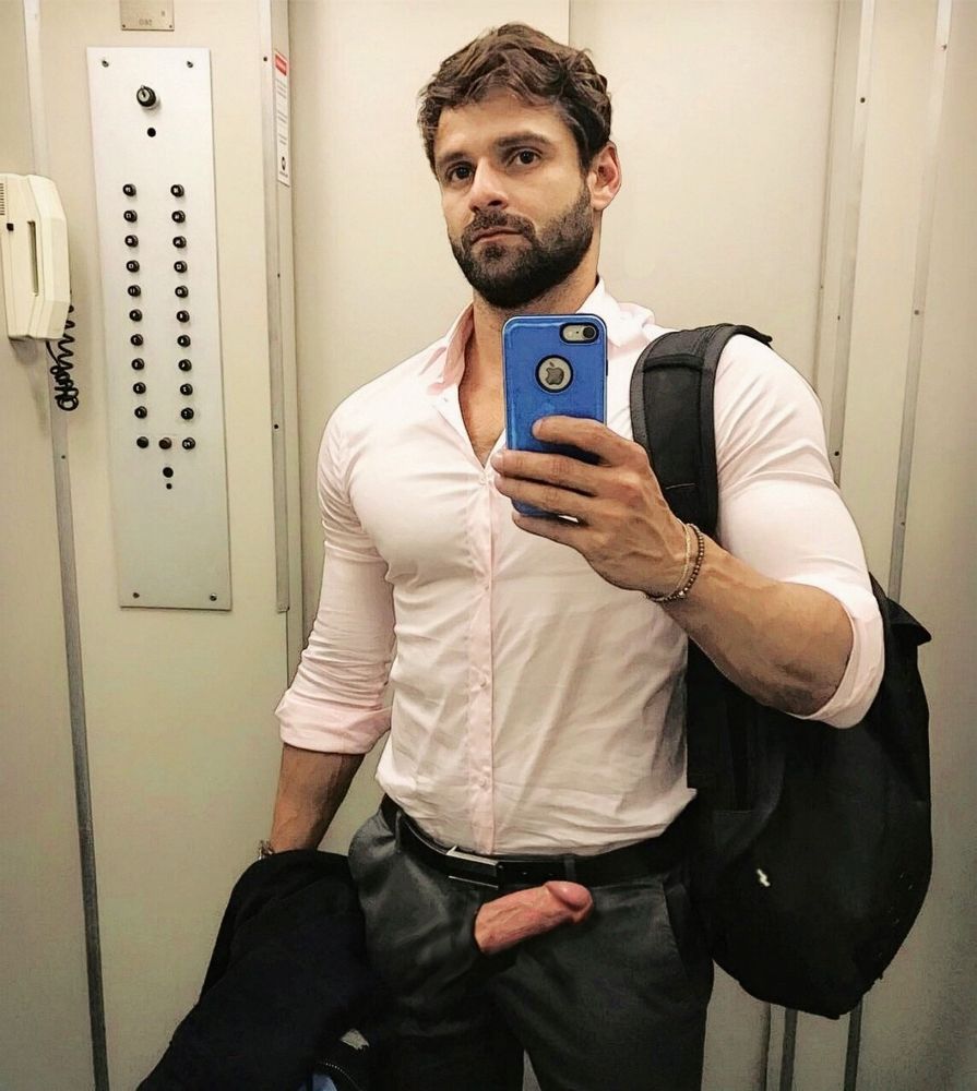 Hot gay guy dick pic in elevator