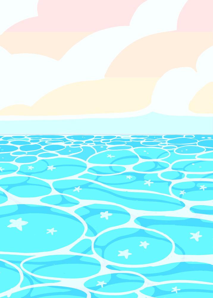 an illustration of ocean waves during a sunny day.