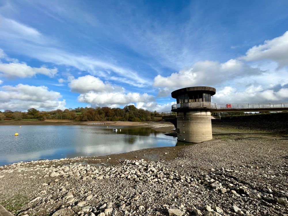 Very low water in Ardingly Reservoir
