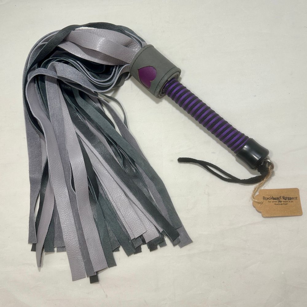 Lavender and grey leather flogger 