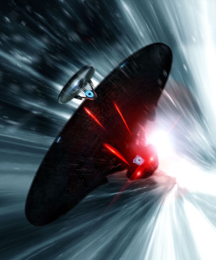 IMAX poster art for STAR TREK INTO DARKNESS featuring the Enterprise being chased by the USS Vengeance at warp. 

STAR TREK INTO DARKNESS was released in the United States on May 15, 2013 and grossed $467.4 million off an earlier $185–190 million budget. Designed to include more Earthbound locations and storylines to appeal to international audiences, INTO DARKNESS stands as the highest grossing film in the STAR TREK franchise, though it made less domestically than its 2009 predecessor.

Derided by fans in a 2013 poll as the worst film in the franchise, the film was nevertheless positively received by critics, receiving an 84% rating on Rotten Tomatoes which concluded the film was "Visually spectacular and suitably action packed, STAR TREK INTO DARKNESS is a rock-solid installment in the venerable sci-fi franchise, even if it's not as fresh as its predecessor."