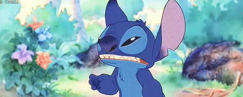 stitch from disney 's lilo and stitch is making a funny face in a cartoon .