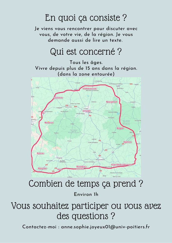 Suite de l'affiche et explication : aire géographique concnerné ( une partie de la Dordogne de la Charente de la haute vienne de la creuse et de la Corrèze). Le temps que ca prend : 1h et mon adresse mail ( que j ose  pas taper en entier ici pour les bots)