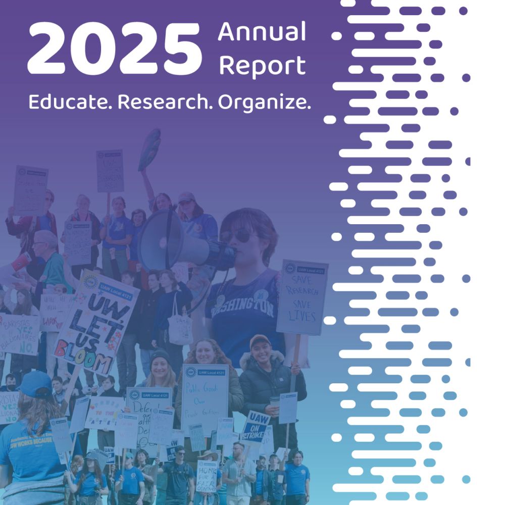 2025 Annual Report cover. Educate. Research. Organize.