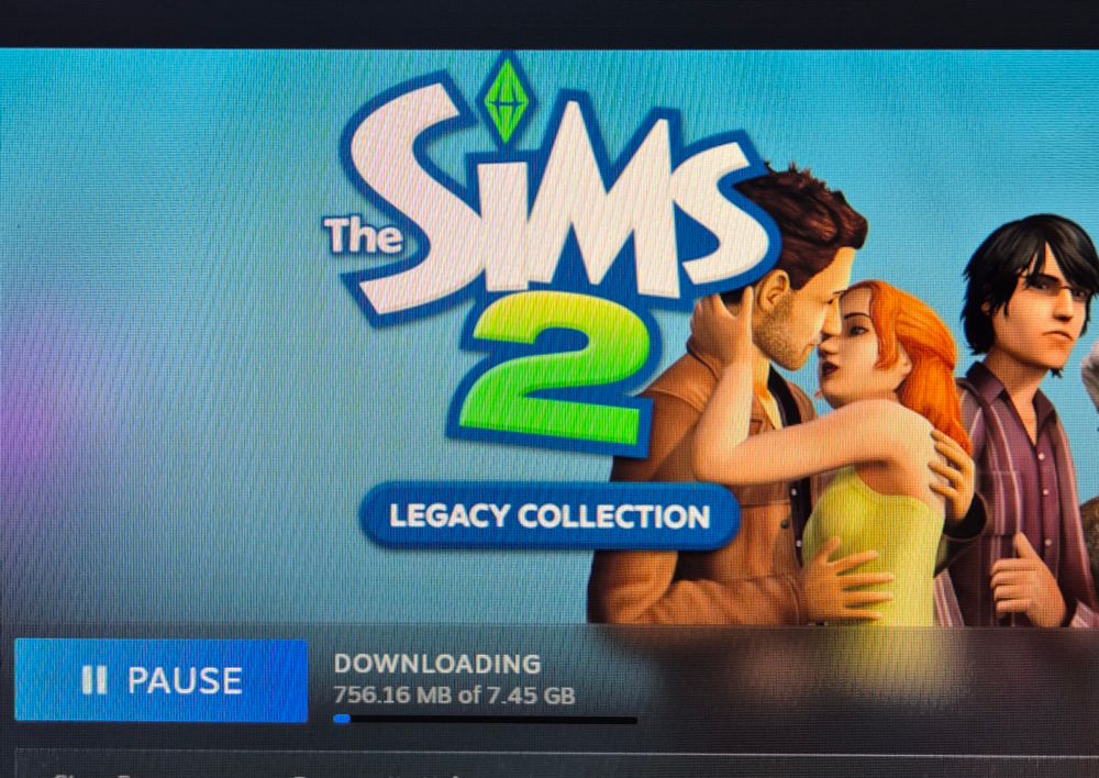 Screenshot of the Sims 2 Legacy Collection downloading on Steam