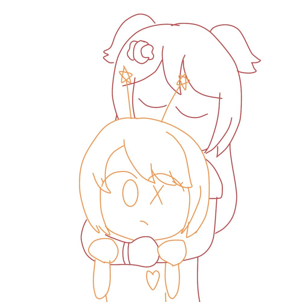 A doodle of Carol hugging Zimi