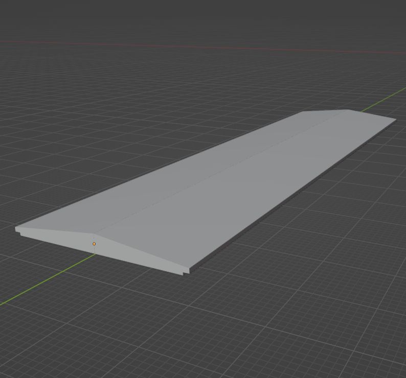 Image of the extruded roof profile in Blender. 