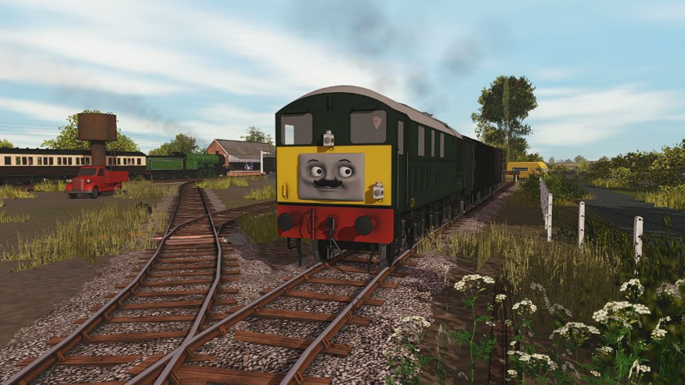 A 3D render of the Armstrong-Whitworth 1-Co-1 diesel, in a green-and-yellow livery.