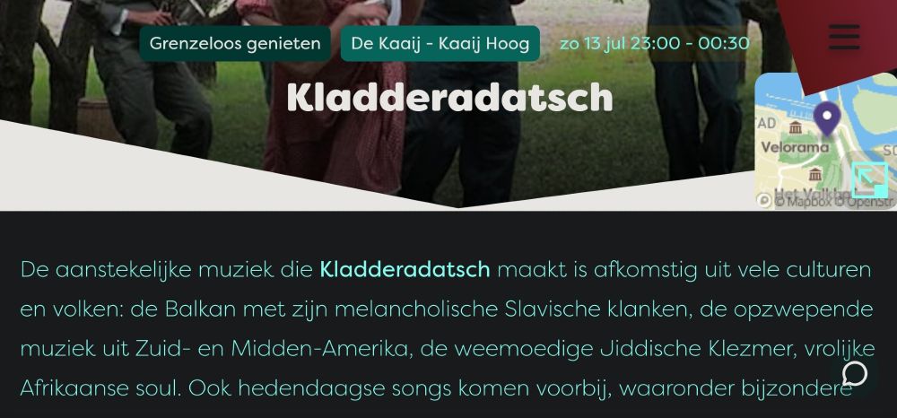 De aanstekelijke muziek die Kladderadatsch maakt is afkomstig uit vele culturen en volken: de Balkan met zijn melancholische Slavische klanken, de opzwepende muziek uit Zuid- en Midden-Amerika, de weemoedige Jiddische Klezmer, vrolijke Afrikaanse soul. 