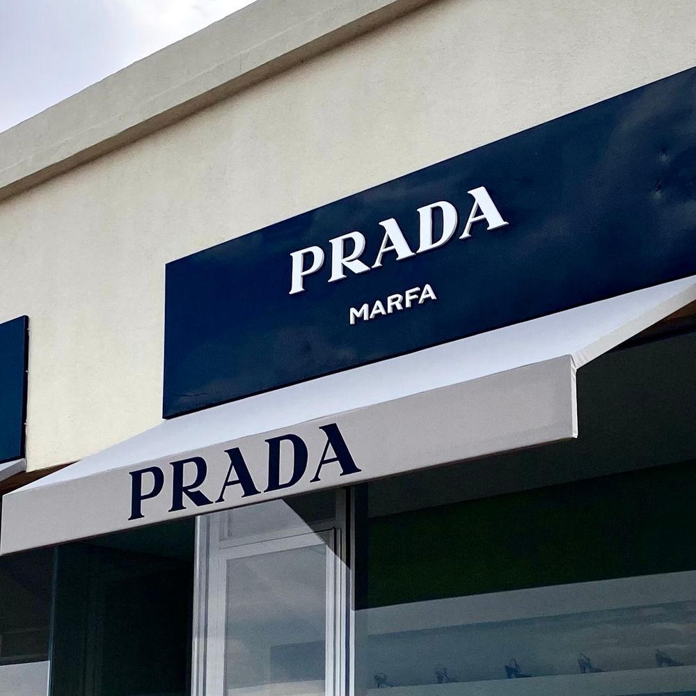 Prada Marfa by artists Elmgreen & Dragset on US Route 90 Texas 