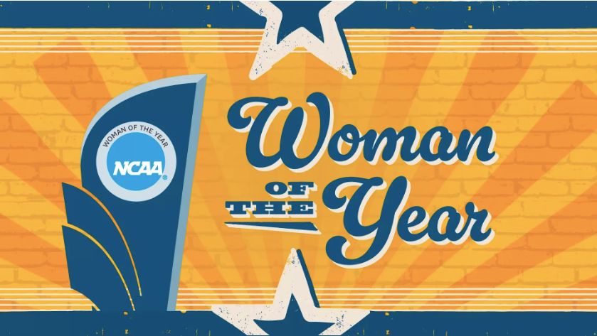 The banner and logo for the NCAA 2024 Woman of the Year contest.