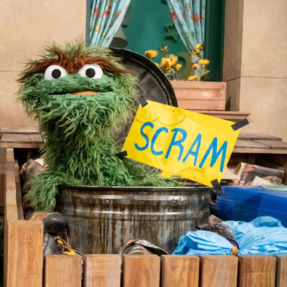 Oscar the Grouch says "Scram!" (image taken from his Facebook page. I hope he will forgive me.)