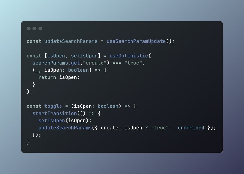 Code snippet for toggling modal state using React's useOptimistic hook