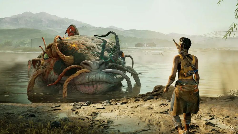 Giant catfish from south of midnight next to the main character Hazel.