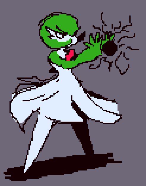A sketch of the pokemon Gardevoir summoning a black hole