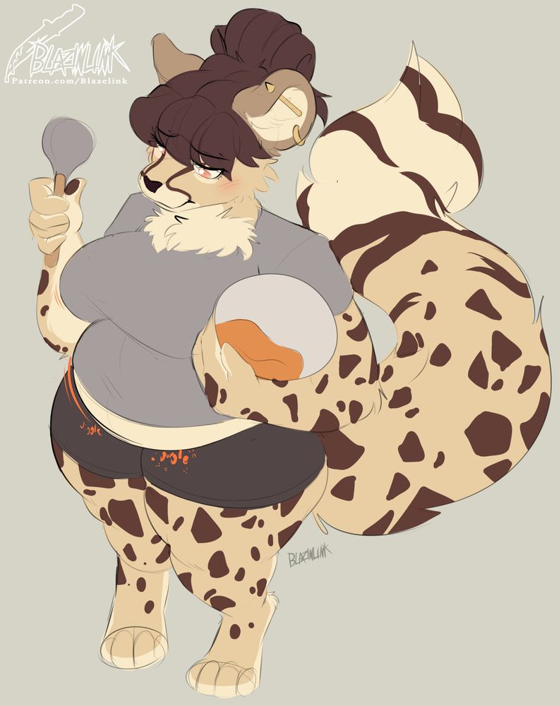 Chubby cat enjoying a bit too much ice cream~