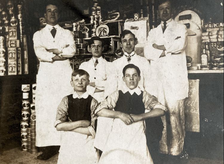 The staff of a grocery store in Wigan in 1914. 