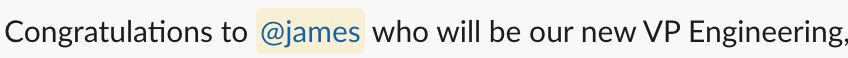 Slack message telling the company that I will be the new VP of engineering