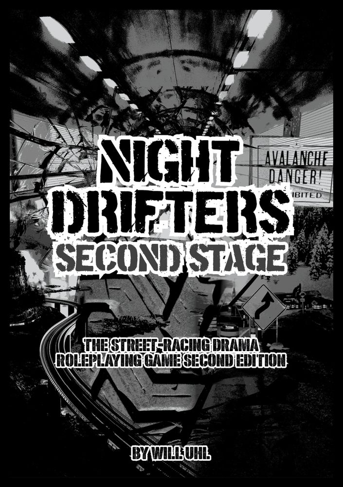 The cover for Night Drifters: Second Stage, which involves a lot of overlaid images.