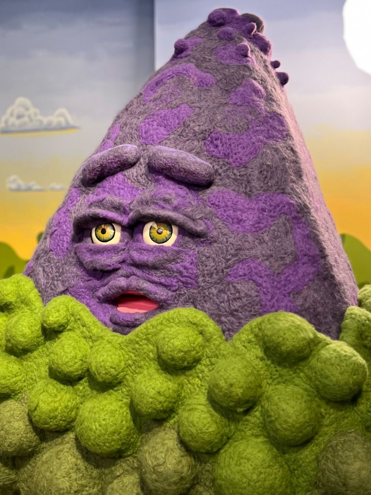 A felt, grape-like puppet from the Mattress Factory in Pittsburgh, PA.