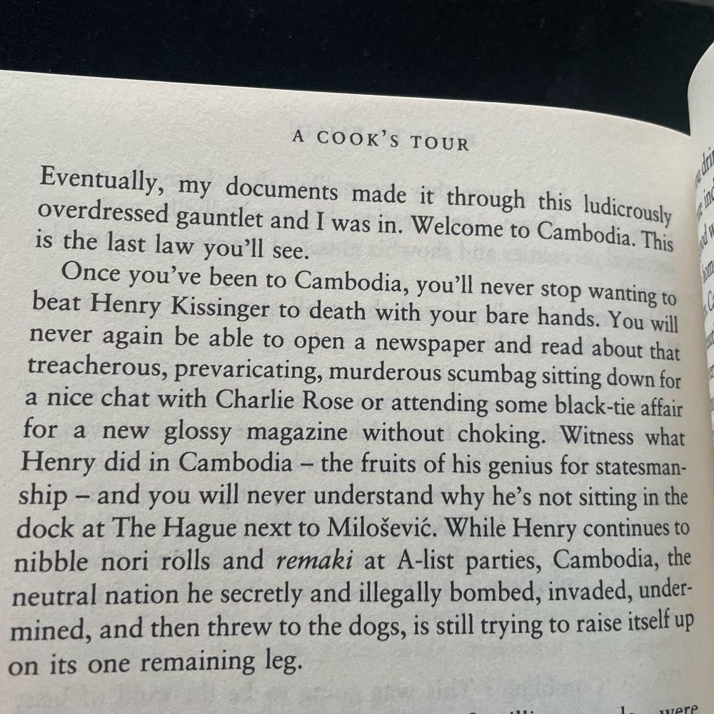 Excerpt from Anthony Bourdain's "A Cook's Tour"