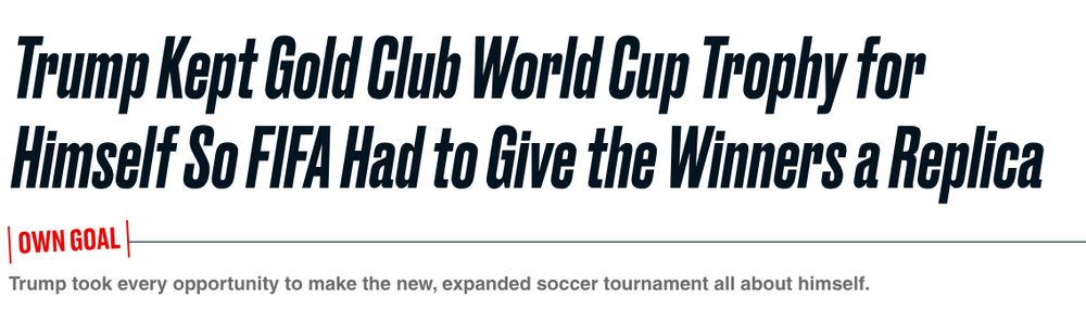Trump Kept Gold Club World Cup Trophy for Himself So FIFA Had to Give the Winners a Replica