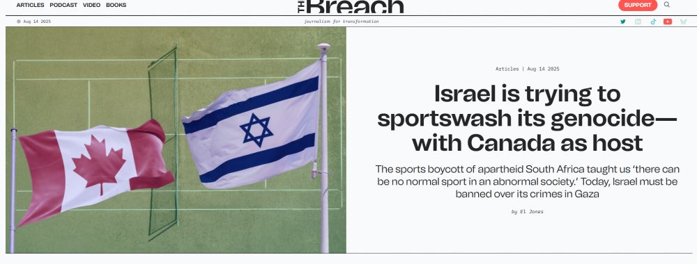 Israel is trying to sportswash its genocide—with Canada as host
The sports boycott of apartheid South Africa taught us ‘there can be no normal sport in an abnormal society.’ Today, Israel must be banned over its crimes in Gaza