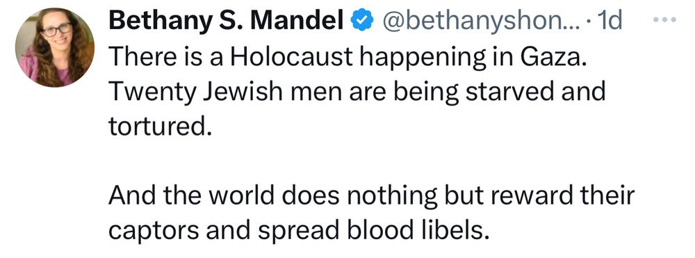 There is a Holocaust happening in Gaza. Twenty Jewish men are being starved and tortured. And the world does nothing but reward their captors and spread blood libels.