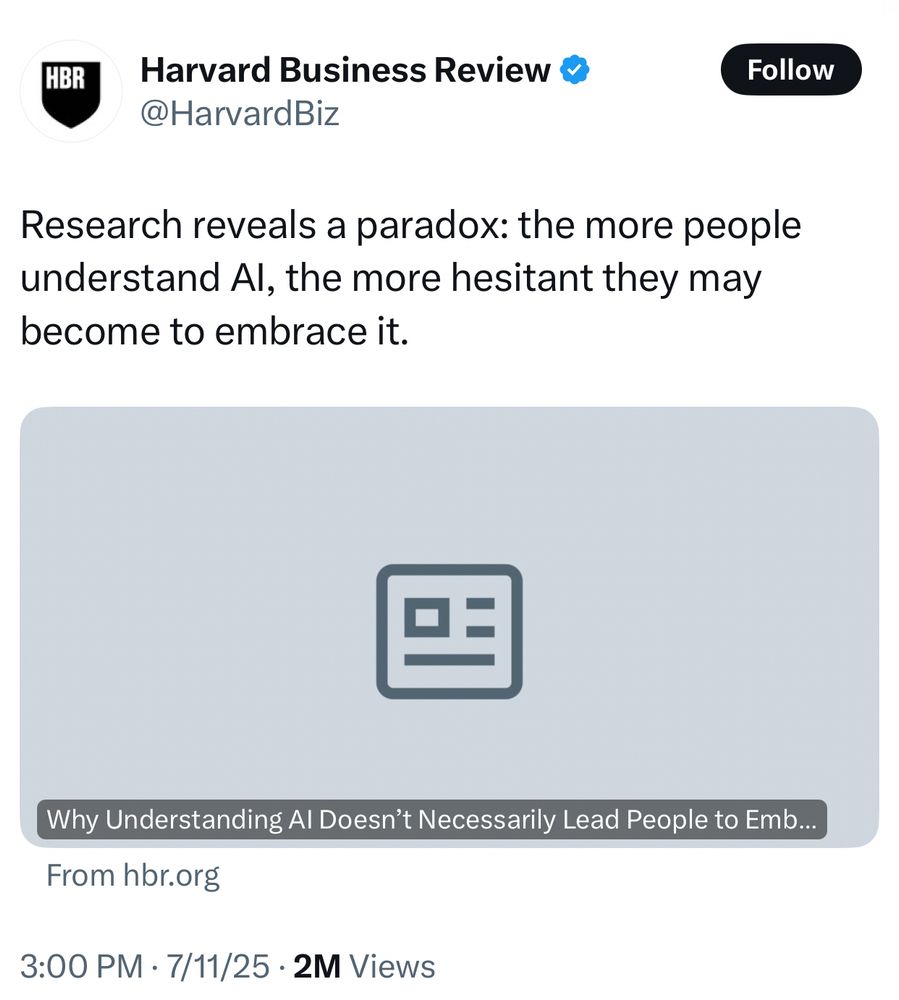 Research reveals a paradox: the more people understand AI, the more hesitant they may become to embrace it.