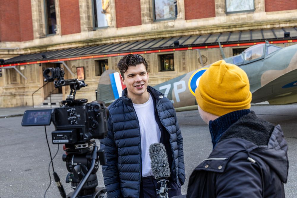 British Army veterans and Traitors TV show winner, Harry Clark being interviewed.