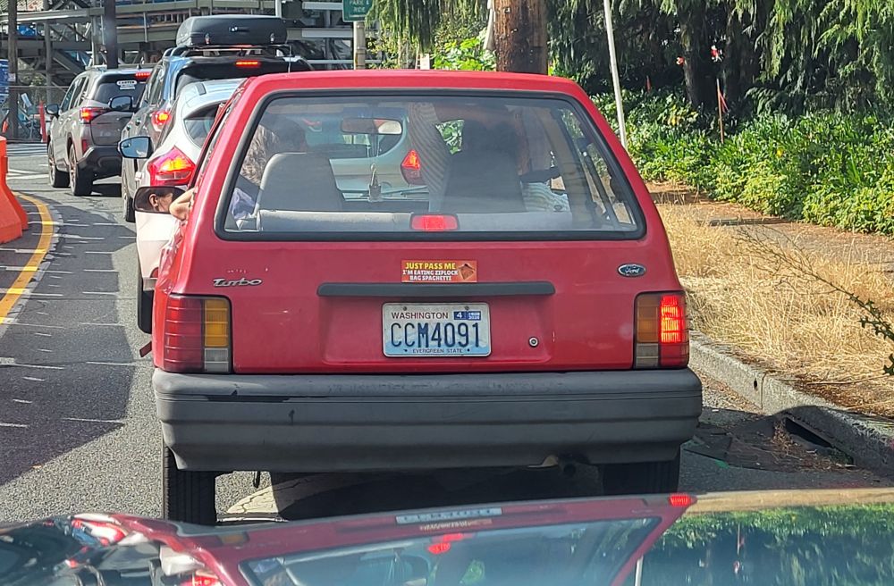 A 1990 Ford Festiva with a fake turbo badge